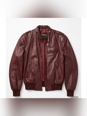Vintage 70s Wilsons Leather 44 Oxblood Burgundy Bomber Leather Jacket Boho